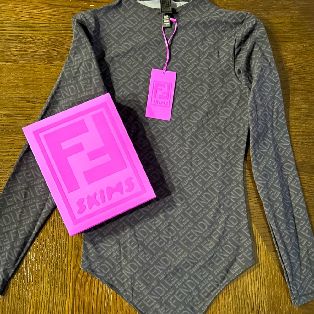 SKIMS FENDI Black Bodysuit